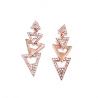 Catalina Pave Rose Gold Triangles Dangle Statement Earrings 